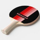 Raquette De Ping Pong Rouge Éclair Rayé avec Nom (Devant Angle)