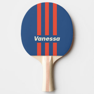 Raquette De Ping Pong Rouge et Bleu Rétro avec Bandes à Trois Broches et