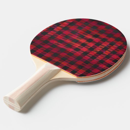 Raquette De Ping Pong Rouge et noir À damiers plaid (Devant Angle)
