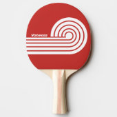 Raquette De Ping Pong Rouge Rétro Dual Boucles avec Nom (Dos)