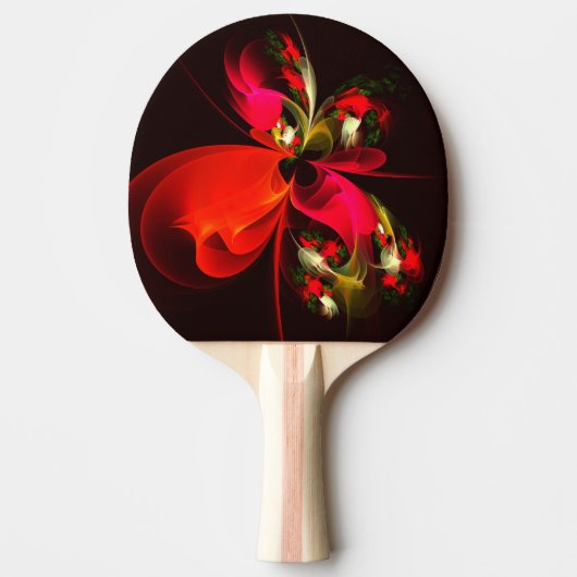 Raquette De Ping Pong Rouge Vert Floral Moderne Art Abstrait Motif #02 (Devant)
