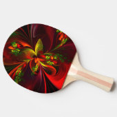 Raquette De Ping Pong Rouge vert moderne Floral Abstrait Art Motif #05 (Côté)