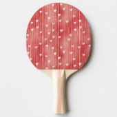 Raquette De Ping Pong Rouges Rayures Blanches Cœurs Saint-Valentin (Devant)
