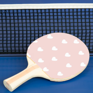 Raquette De Ping Pong Rougissent le rose avec les coeurs blancs