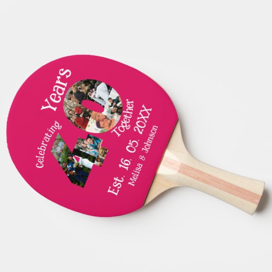 Raquette De Ping Pong Ruby Red 40th Mariage Anniversary 11 Photo Collage (Côté)