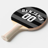Raquette De Ping Pong Rugby argenté noir et gris Numéro de nom (Devant Angle)