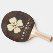 Raquette De Ping Pong Rusted Metal Sheet Four Leaf Clover with Name (Côté)