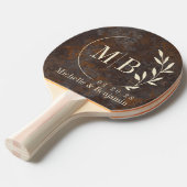 Raquette De Ping Pong Rusted Metal Sheet Leaf Wedding Monogram (Devant Angle)