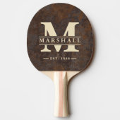 Raquette De Ping Pong Rusted Metal Sheet Monogram & Name Overlay (Dos)