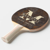 Raquette De Ping Pong Rusted Metal Sheet Monogram & Name Overlay (Devant Angle)
