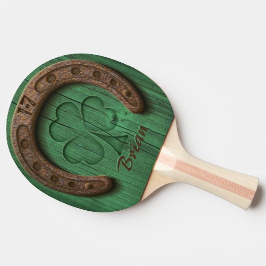 Raquette De Ping Pong Rustic Lucky Horse Shoe Irish Personalized (Côté)