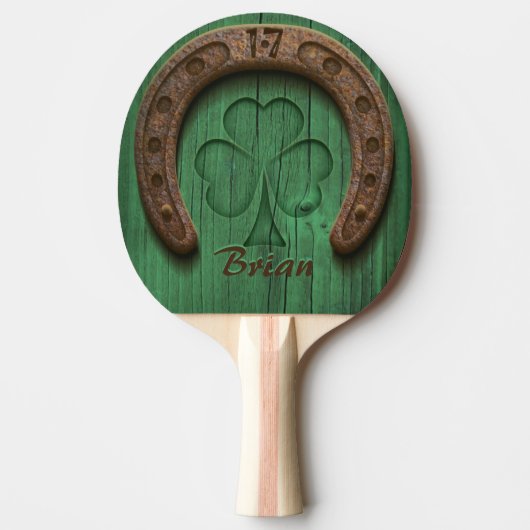 Raquette De Ping Pong Rustic Lucky Horse Shoe Irish Personalized (Devant)