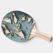 Raquette De Ping Pong Rustique vieux bleu clair vert peint bois (Côté)