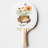 Raquette De Ping Pong Rusty Pink Rose Flowers Trendy Script Name (Dos)