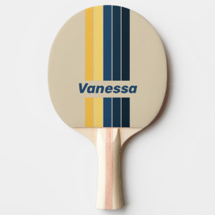 Raquette De Ping Pong Sable de plage vintage rayé avec nom
