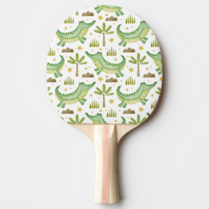 Raquette De Ping Pong Safari africain : Crocodile et palmiers aquarelles