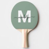 Raquette De Ping Pong Sage Green Élégant Nom du script Monogramme (Devant)