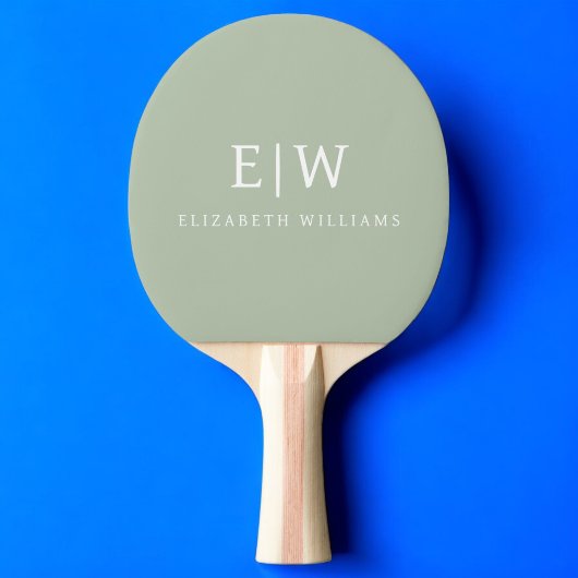 Raquette De Ping Pong Sage Green Professionnel Simple Monogramme Minimal