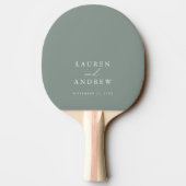 Raquette De Ping Pong Sage Olive Green Mariage Personnalisé (Dos)