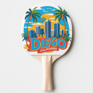 Raquette De Ping Pong San Diego California Skyline Art moderne Cityscape
