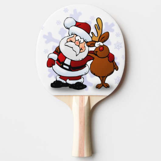 RAQUETTE DE PING PONG SANTA CLAUS ET RUDOLPH (Devant)