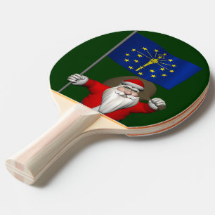 Raquette De Ping Pong Santa Claus With Ensign Of Indiana