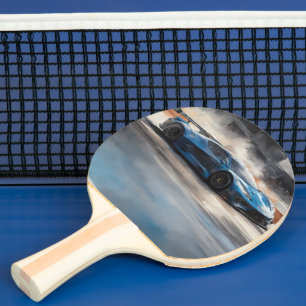 Raquette De Ping Pong Scène dynamique de course urbaine bleue