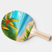 Raquette De Ping Pong Scène Tropical Beach Palm Tree (Côté)