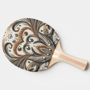 Raquette De Ping Pong Schéma floral brillant avec pierre de gemme