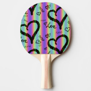 Raquette De Ping Pong Scribble Amour Coeur Xoxo Stripe Ping Pong Paddle