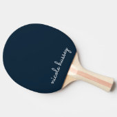 Raquette De Ping Pong Script bleu marine | Moderne Monogramme élégant (Côté)