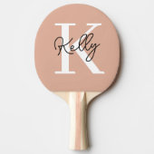 Raquette De Ping Pong Script de monogramme rose vierge moderne (Devant)