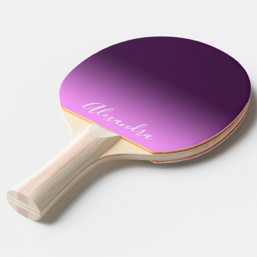 Raquette De Ping Pong Script de nom rose pourpre (Devant Angle)