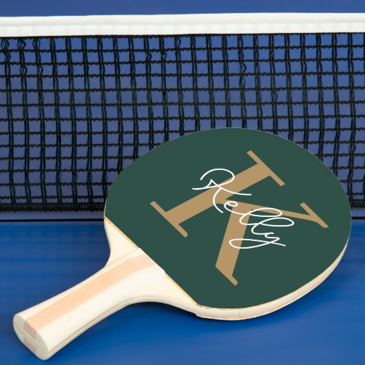 Raquette De Ping Pong Script moderne Emerald Green Gold (Insitu)