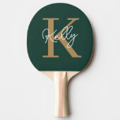 Raquette De Ping Pong Script moderne Emerald Green Gold (Devant)