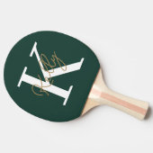Raquette De Ping Pong Script moderne Emerald Green Monogram (Côté)