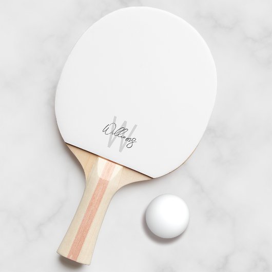 Raquette De Ping Pong Script moderne Monogramme personnalisé et nom