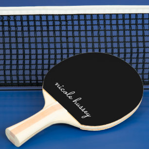Raquette De Ping Pong Script noir Monogramme élégant minimaliste moder