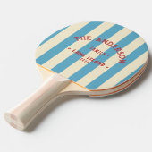 Raquette De Ping Pong Seaside Aqua Sky Striting & Nom de famille (Devant Angle)