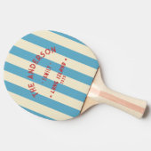 Raquette De Ping Pong Seaside Aqua Sky Striting & Nom de famille (Côté)