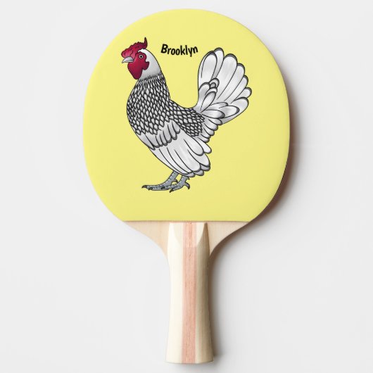 Raquette De Ping Pong Sebright chicken cartoon illustration  (Devant)