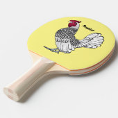 Raquette De Ping Pong Sebright chicken cartoon illustration  (Devant Angle)