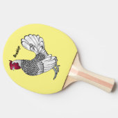 Raquette De Ping Pong Sebright chicken cartoon illustration  (Côté)