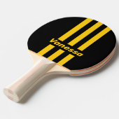 Raquette De Ping Pong Sécurité Abeille Rayures Nostalgiques avec Nom (Devant Angle)