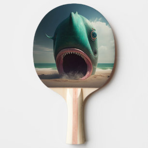 Raquette De Ping Pong Shark sculpture on the beach
