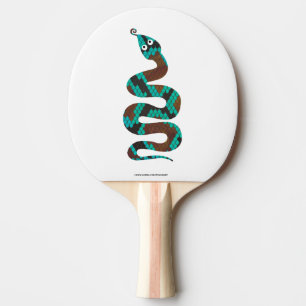 Raquette De Ping Pong Silhouette d'impression Brown et Turquoise de serp