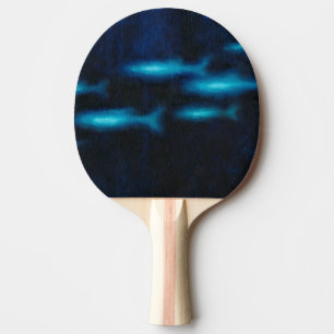Raquette De Ping Pong Silhouettes translucides bleues de poissons