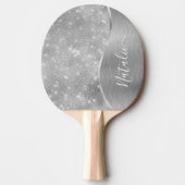 Raquette De Ping Pong Silver Glitter Glam Bling Personalized (Devant)