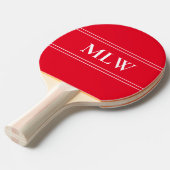 Raquette De Ping Pong Simple brillant rouge et blanc Monogramme (Devant Angle)