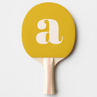 Raquette De Ping Pong Simple été jaune gras Rétro Monogramme Initiale